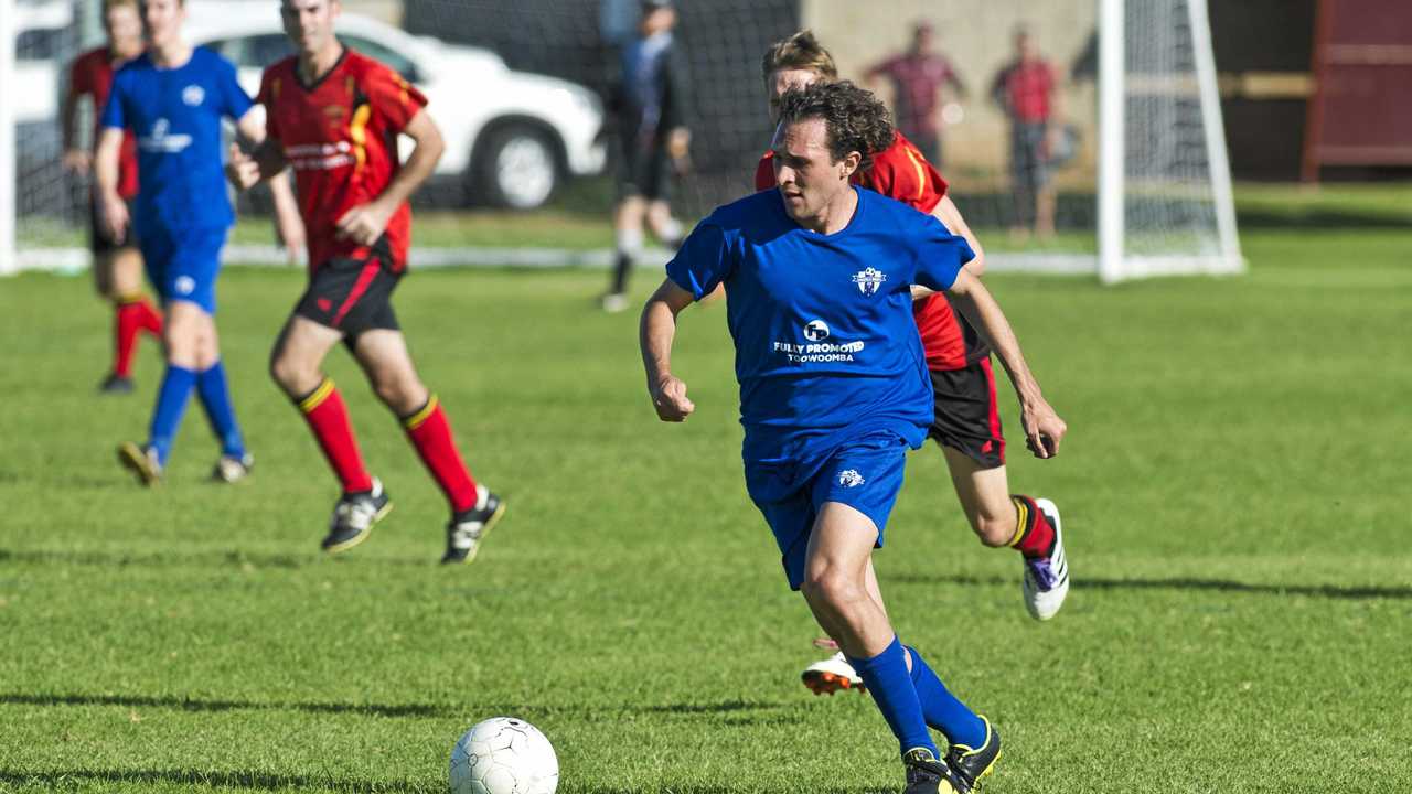 IN CONTROL: Rockville's Braiden Hinch finds space during his side's TFL Premier Men's match against Gatton. Rockville won the match 3-1. Picture: Kevin Farmer