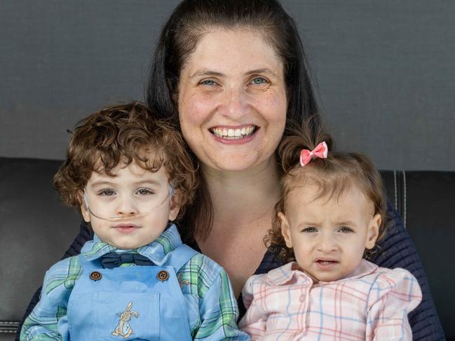 Twins, Amalia and Raffaele with mum, NikkiLanunzio. Pictured on May 12th 2024. Picture: Ben Clark