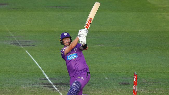 Ben McDermott of the Hurricanes bats during the Big Bash League match between the Melbourne Stars and the Hobart Hurricanes at Blundstone Arena, on January 04, 2021, in Hobart, Australia. (Photo by Robert Cianflone/Getty Images)