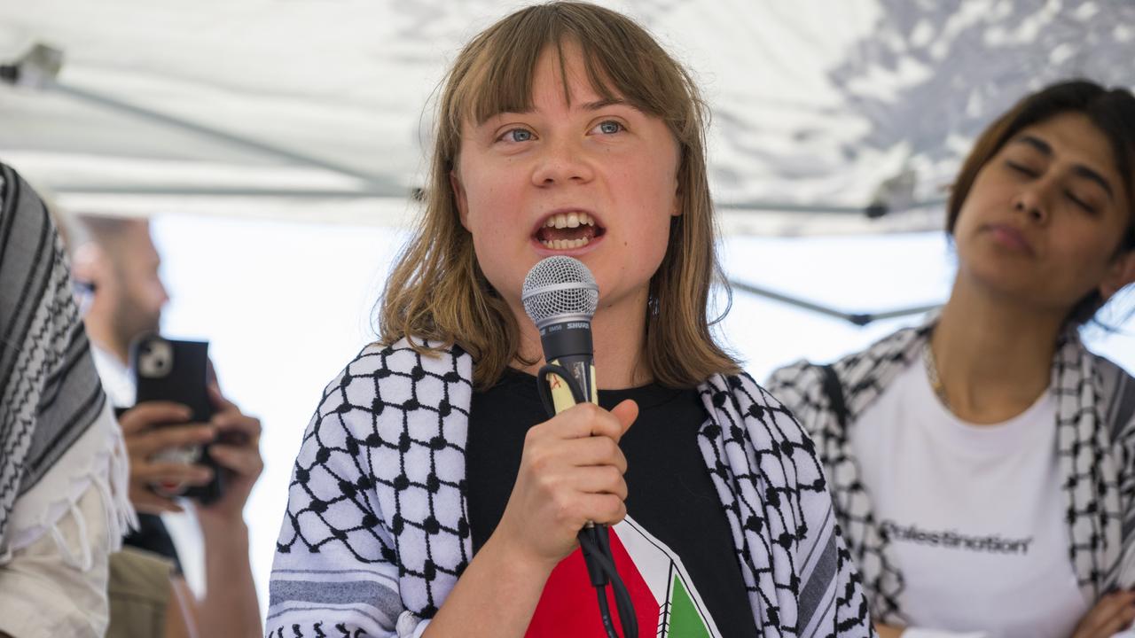 Grea Thunberg joins the crew of a ship heading to Gaza to deliver humanitarian aid. Picture: Fabrizio Villa/Getty Images