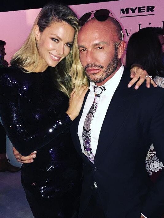 Alex Perry with Jennifer Hawkins at the Myer Spring Fashion Show in Sydney, 