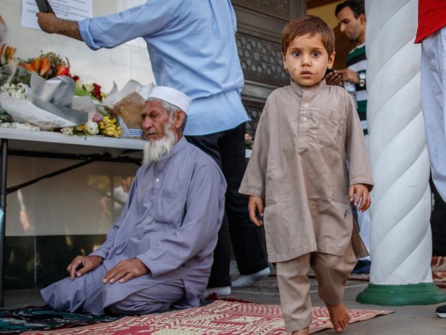 22/3/2019 Three year old Muslim (his name) from Marion during Prayer at the Masjid Omar Bin Alkhattab, Marion Mosque, Adelaide, South Australia. Picture MATT TURNER.