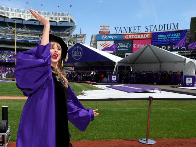 Taylor Swift delivers the New York University 2022 Commencement Address after receiving an honorary doctorate in fine arts. Picture: Dia Dipasupil/Getty Images