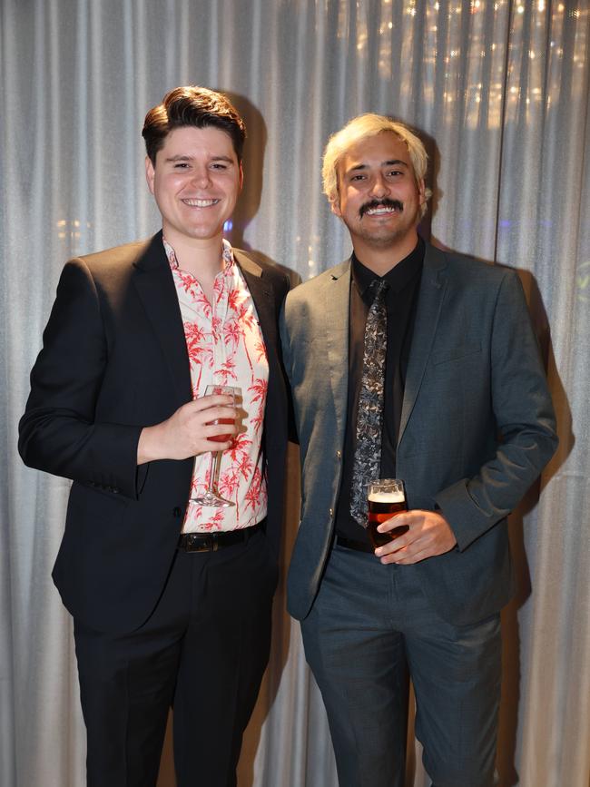 MELBOURNE, AUSTRALIA – OCTOBER 9 2024Tim Rocke and Matthew Mallia at the VAFA Awards Night at the San Remo Ballroom in Carlton on October 9, 2024Picture: Brendan Beckett