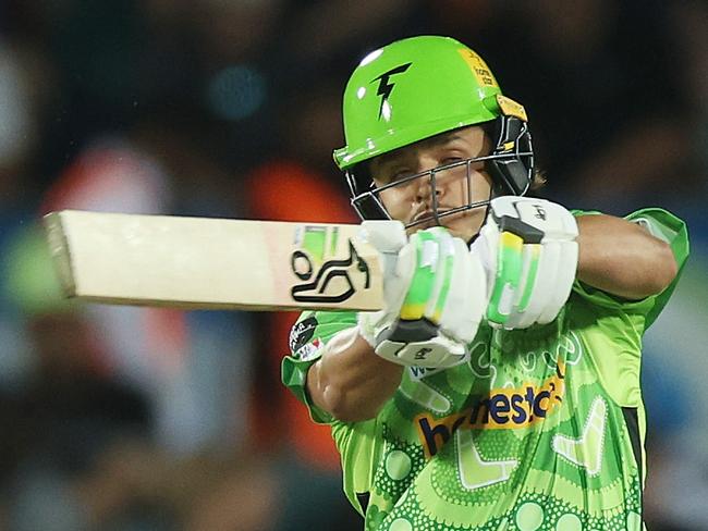 CANBERRA, AUSTRALIA - DECEMBER 17: Sam Konstas of the Thunder bats during the BBL match between Sydney Thunder and Adelaide Strikers at Manuka Oval, on December 17, 2024, in Canberra, Australia. (Photo by Mark Metcalfe/Getty Images)