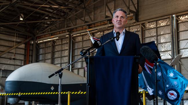 Defence Minister Richard Marles launching the MQ-4C Triton at RAAF Base Tindal. Picture: Pema Tamang Pakhrin