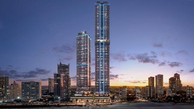 Artist impression of Harry Triguboff's (Meriton) Iconica towers in Surfers Paradise.