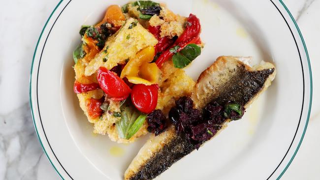 Snapper with panzanella. Picture Rebecca Michael.