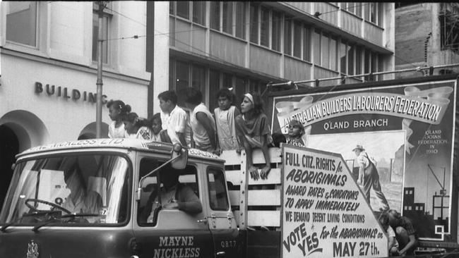 An Aboriginal Voting rights float during the 1967 referendum campaign demonstration protest.