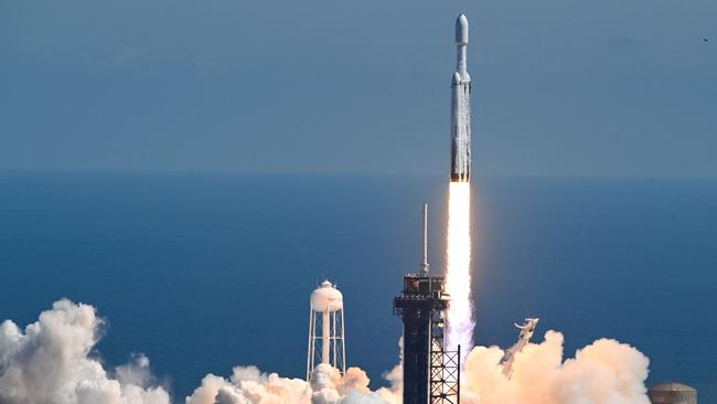 A SpaceX Falcon Heavy rocket with the Europa Clipper spacecraft aboard launches from NASA's Kennedy Space Centre in Cape Canaveral. Picture: AFP.