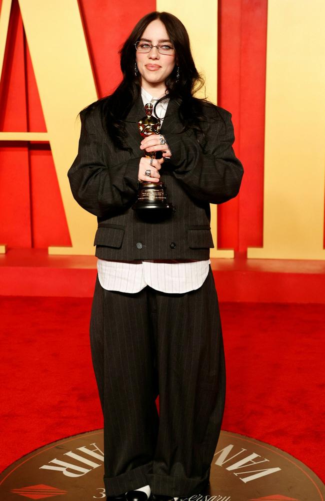 Eilish scooped up the Oscar for her Barbie song at this year’s ceremony. Picture: Michael Tran/AFP