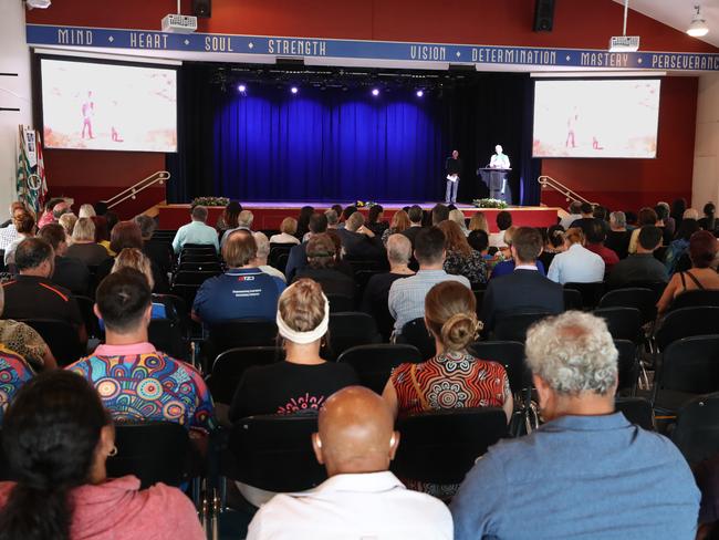 Funeral for prominent indigenous elder "Uncle" Graham Dillon at  Coomera Anglican college. Family and friends in attendance. Picture Glenn Hampson