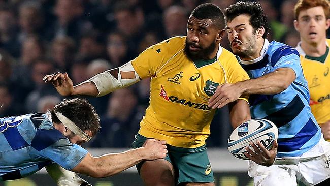 Marika Koroibete in action for the Wallaby XV against the French Barbarians.