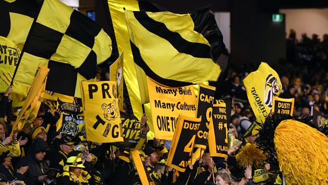 Richmond fans on Friday night. Photo: AAP Image/Julian Smith