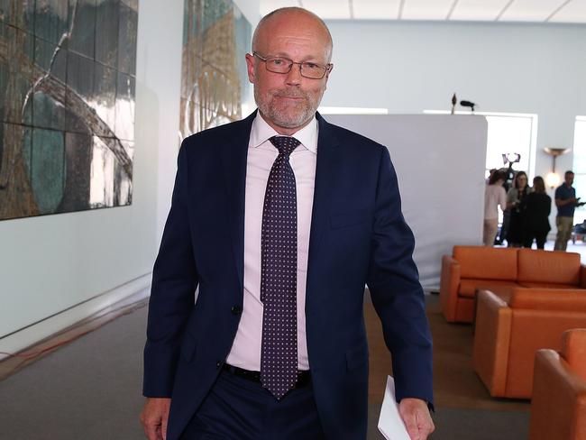 National Cyber Security Adviser and Head of Australian Cyber Security Centre Alastair MacGibbon speaking at a press conference at Parliament House in Canberra. Picture Kym Smith