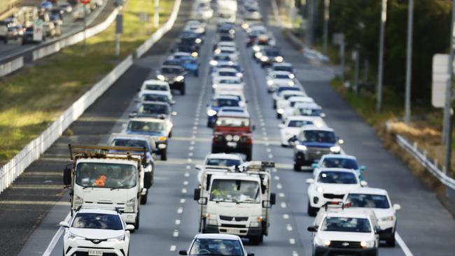 Peak hour traffic build up on the Bruce Highway at Griffin on Thursday afternoon. Picture Lachie Millard