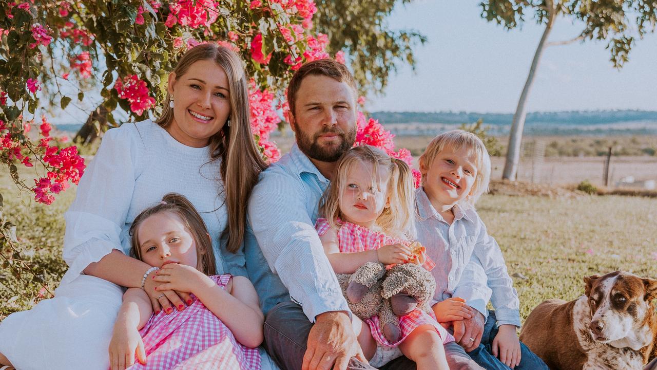 Farmers like Sam Fryer, pictured with wife Emily and their three children, Bella, Lucy and Charlie, credit organisations like TIACS for ‘getting him out of a dark place’. Picture: Zoe Thomas