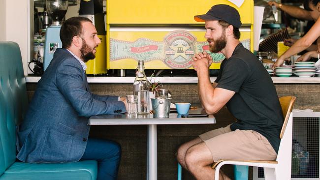 Herald Sun journalist Sam Landsberger sits down with Kane Williamson. Picture: Maree Wilkinson