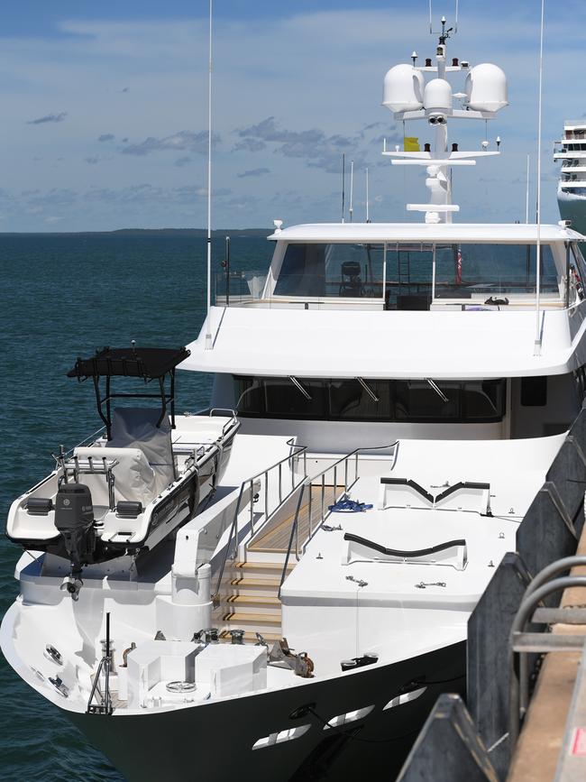 Border Force and biosecurity officers boarded the yacht in Darwin Harbour. Picture: Che Chorley