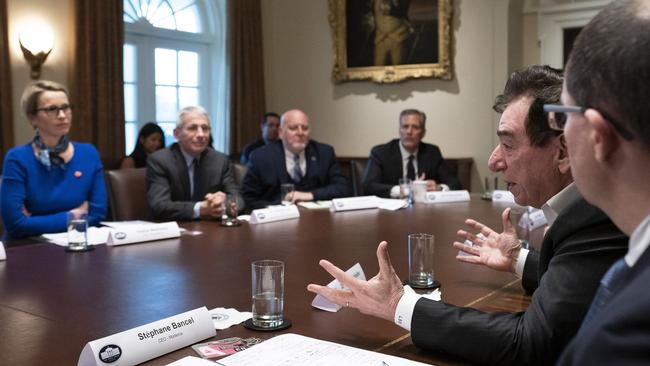 Leonard S. Schleifer, founder and CEO of Regeneron, addresses a Coronavirus Task Force meeting at the White House in Washington DC this month Picture: Zuma Press