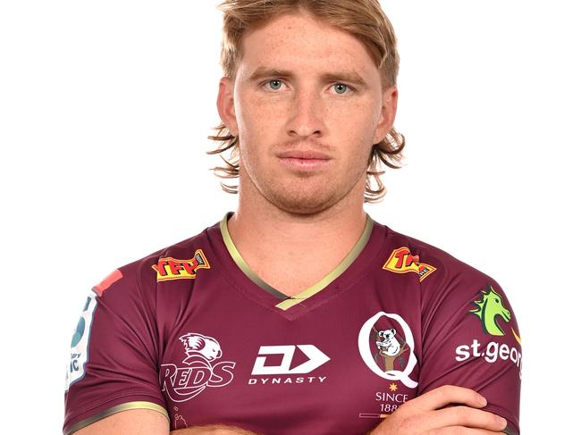 BRISBANE, AUSTRALIA - JANUARY 27: Tate McDermott poses during the Queensland Reds Super Rugby 2022 headshots session at Suncorp Stadium on January 27, 2022 in Brisbane, Australia. (Photo by Bradley Kanaris/Getty Images for Rugby Australia)