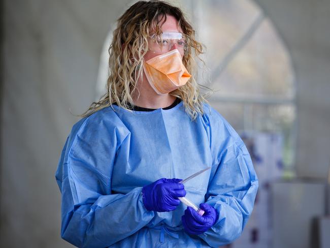 A nurse at the 24-hour testing clinic at Fairfield, in Sydney. Picture: NCA Newswire /Gaye Gerard