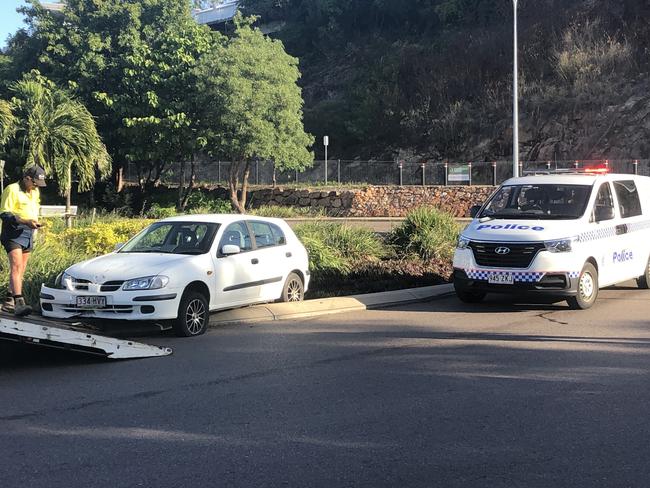 A driver crashed through a roundabout on Eyre St, North Ward.