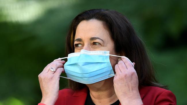 Queensland Premier Annastacia Palaszczuk providing a Covid update during the pandemic. Picture: Dan Peled
