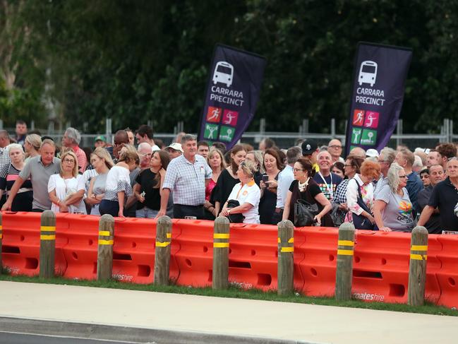 Commonwealth Games.A lot of people are queued at Pacific Fair interchange for transport to the opening ceremony at Metricon.Photo by Richard Gosling