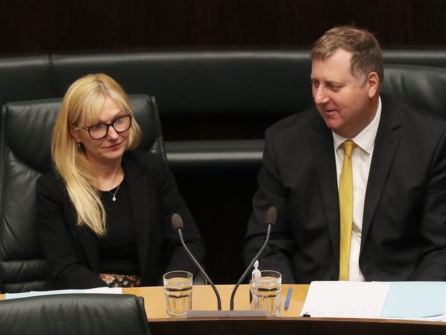 Independents Lara Alexander and John Tucker. Question time in the Tasmanian parliament with two new independent members. Picture: Nikki Davis-Jones