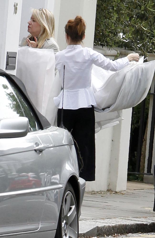 Outfits are delivered to Pippa Middleton's home in London, ahead of her wedding tomorrow. Picture: Splash News.