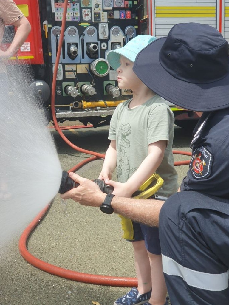 They are trying to make as many memories as possible – such as a trip to a fire station. Picture: Supplied.