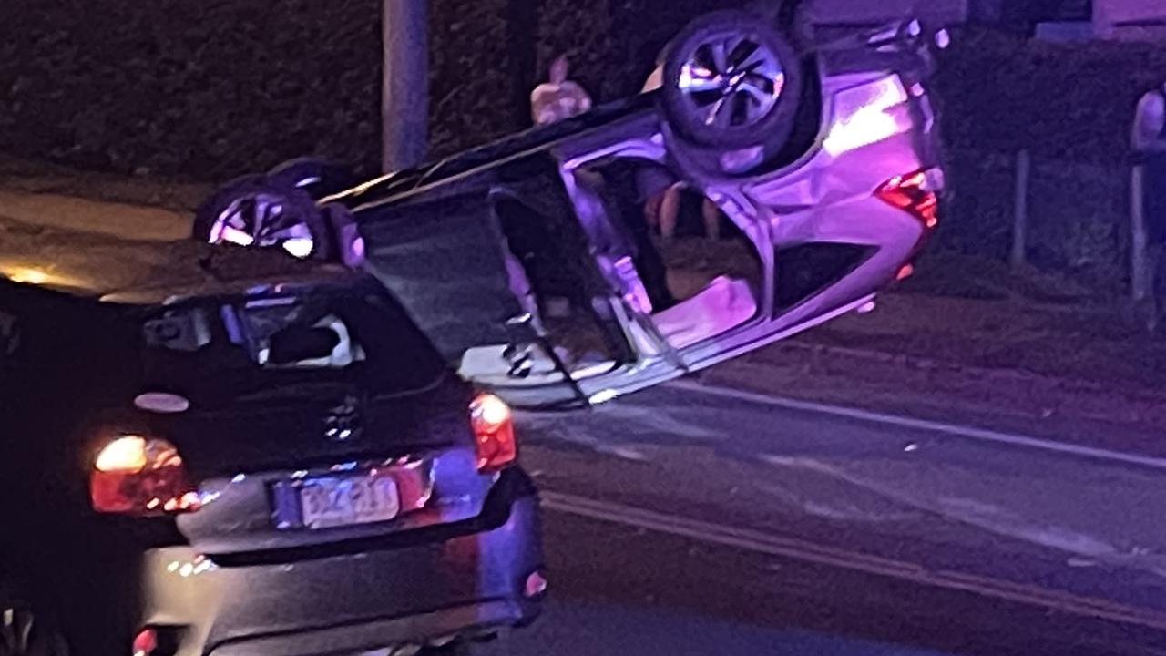 A man in his 60s was hospitalised following a single vehicle rollover in Alexandra Headland on Saturday night.