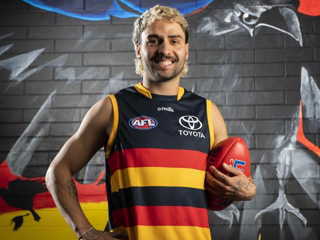 ADELAIDE, AUSTRALIA - OCTOBER 11: Izak Rankine poses during an Adelaide Crows AFL media opportunity at West Lakes on October 11, 2022 in Adelaide, Australia. (Photo by Sarah Reed/Getty Images)