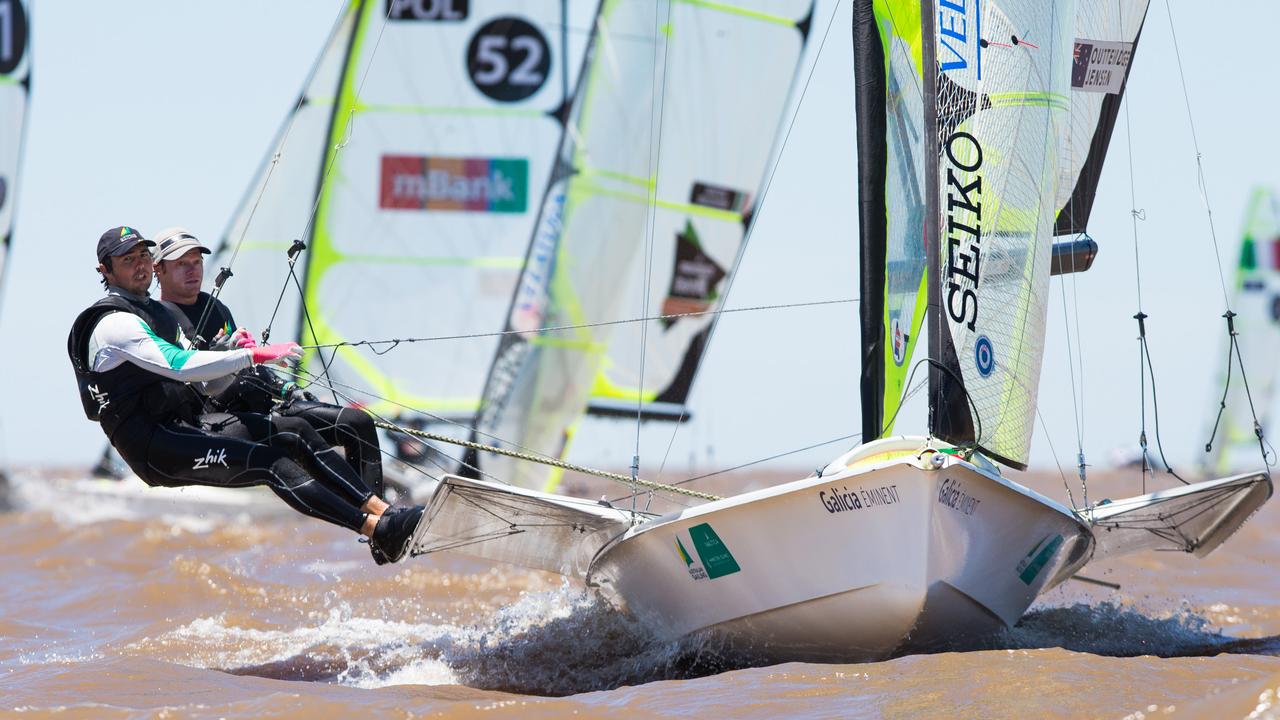 Olympic Gold medallists Nathan Outteridge (NSW) and Iain Jensen (NSW) have won the Silver medal at the 2015 49er & 49er FX World Championships in Buenos Aires, Argentina on Saturday (21 November). Photographer: Matias Capizzano