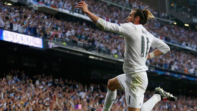 Real Madrid's Gareth Bale celebrates after the opening goal.