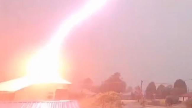 House hit by lightning at Boonah QLD. Image via HigginsStormChasing