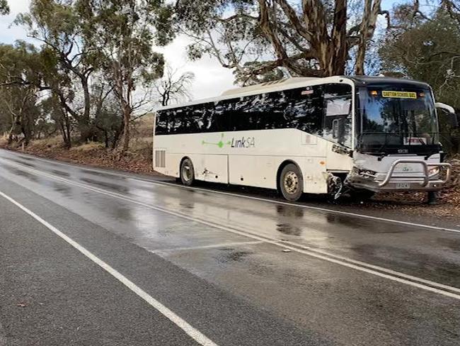 A bus and a car have collided at  Armagh, near Clare. Picture: 7NEWS