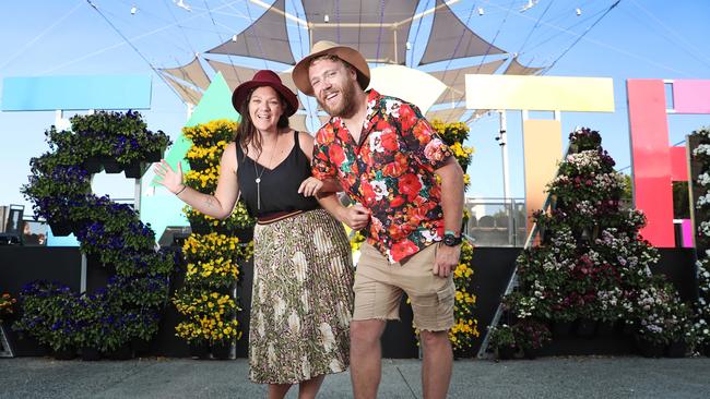 Tiffany Fiechtner and Edward Laverack wave goodbye to the 30th instalment of the Taste Of Tasmania. Picture: LUKE BOWDEN