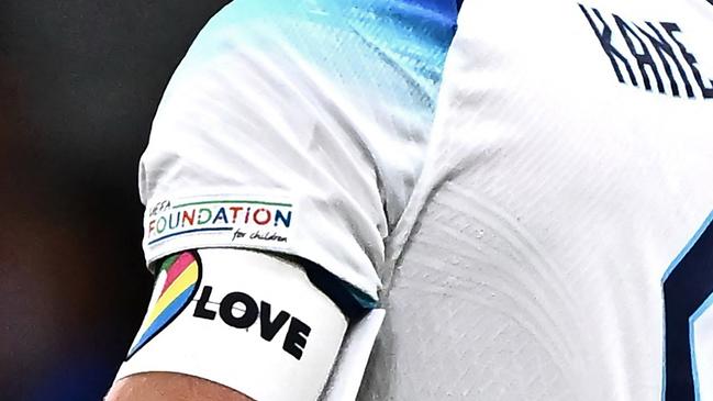 England captain Harry Kane wearing the OneLove armband.