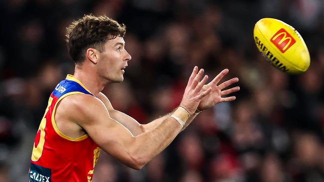 Josh Dunkley is in doubt for Brisbane’s battle with West Coast. Picture: Dylan Burns/AFL Photos via Getty Images