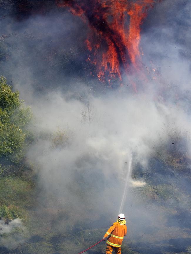 Longford and Perth Volunteer Fire Fighters extinguish a blaze Illawarra Road, Longford. Picture: CHRIS KIDD