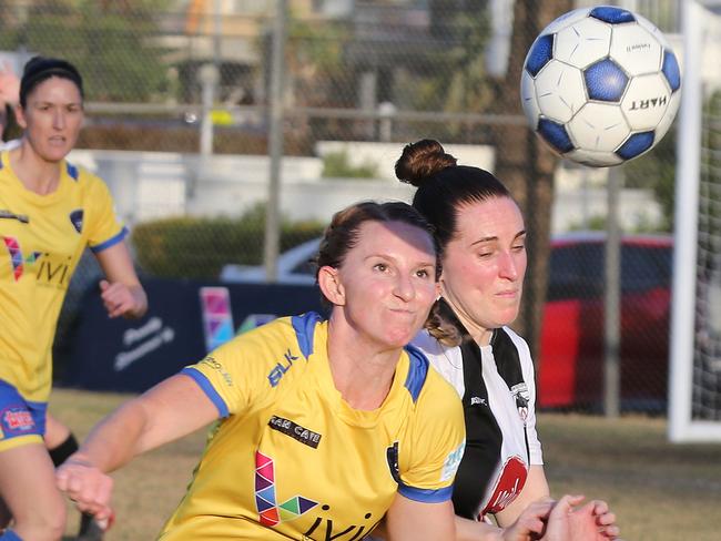Broadbeach United battle Ipswich City in this year’s Brisbane Women's Premier League. Picture: Mike Batterham