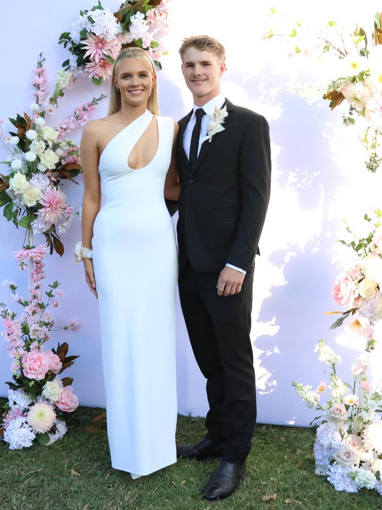 Caitlin with formal partner at the 2024 St Ursula's College formal.