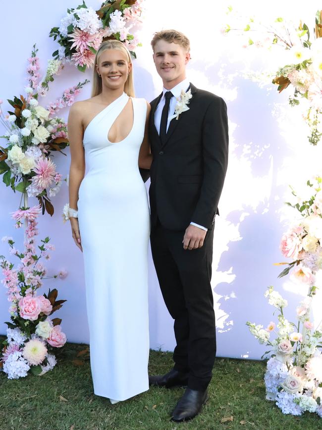 Caitlin with formal partner at the 2024 St Ursula's College formal.