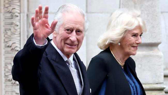 King Charles III departs with Queen Camilla after receiving treatment for an enlarged prostate at The London Clinic on January 29, 2024 in London, England. Picture: Chris Kackson/Getty Images