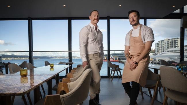 New restaurant MARIA general manager Hedley Monks and chef/ co owner Christian Ryan at Brooke Street Pier. Picture: Chris Kidd