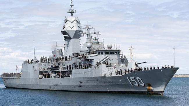 HMAS Anzac ship's company line the upper decks as they return to Fleet Base West, Western Australia upon the completion of the ship's regional presence deployment 2023. *** Local Caption *** HMAS Anzac returned to her homeport of Fleet Base West, Western Australia on Monday 11 September 2023 after departing in mid-April 2023. The shipâs company conducted a successful regional presence deployment in Southeast and Northeast Asia as well as supporting Indo-Pacific Endeavour 2023 in Indonesia and the Philippines.  Regional presence deployments play a vital role in Australiaâs long-term security and prosperity by protecting Australiaâs interests, preserving a rules-based order, enhancing cooperation and relationships with regional partners and allies, and developing capability and interoperability.