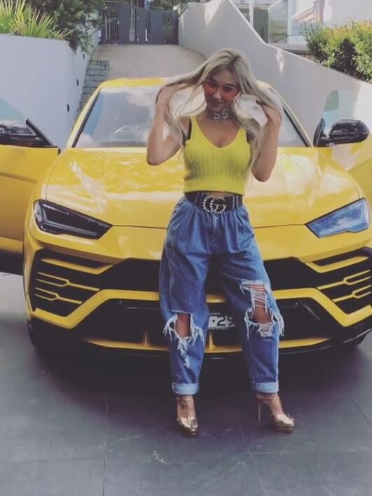 Nissy shows off her new Lamborghini. Picture: Instagram 