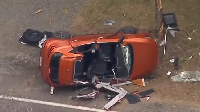 Two men were injured when a stolen vehicle hit a tree in the Moreton Bay. The vehicle was stolen from Harristown on March 5.